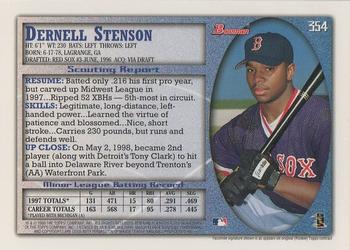 1998 Bowman #354 Dernell Stenson Back