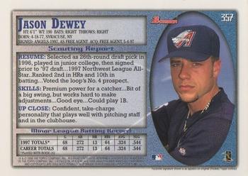 1998 Bowman #357 Jason Dewey Back