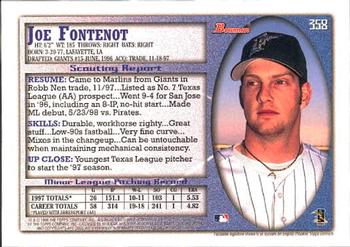 1998 Bowman #358 Joe Fontenot Back