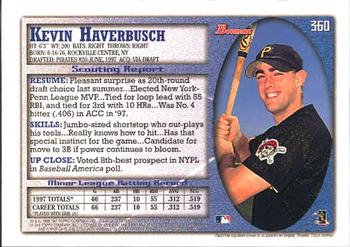1998 Bowman #360 Kevin Haverbusch Back