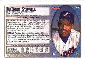 1998 Bowman #367 DaRond Stovall Back