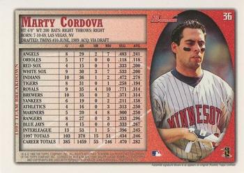 1998 Bowman #36 Marty Cordova Back
