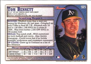 1998 Bowman #383 Tom Bennett Back