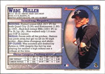 1998 Bowman #385 Wade Miller Back