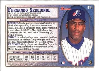 1998 Bowman #394 Fernando Seguignol Back