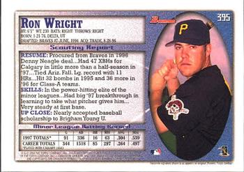 1998 Bowman #395 Ron Wright Back