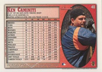 1998 Bowman #40 Ken Caminiti Back