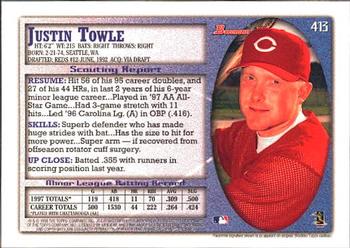 1998 Bowman #413 Justin Towle Back