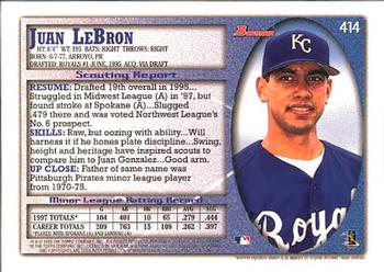 1998 Bowman #414 Juan LeBron Back