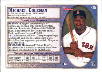 1998 Bowman #415 Michael Coleman Back