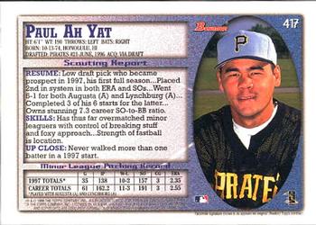 1998 Bowman #417 Paul Ah Yat Back