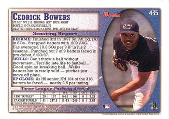 1998 Bowman #435 Cedrick Bowers Back
