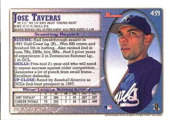 1998 Bowman #439 Jose Taveras Back