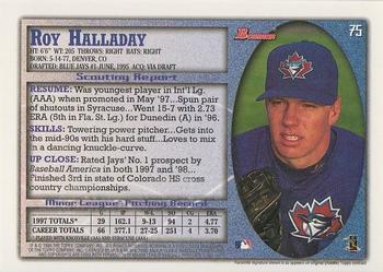 1998 Bowman #75 Roy Halladay Back
