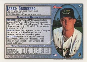 1998 Bowman #78 Jared Sandberg Back