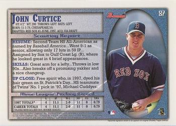 1998 Bowman #87 John Curtice Back