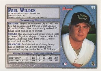 1998 Bowman #99 Paul Wilder Back