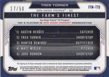 2015 Bowman - The Farm's Finest Minis Autographs Gold Shimmer #FFM-TTU Trea Turner Back