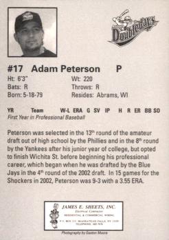 2002 Auburn Doubledays #NNO Adam Peterson Back