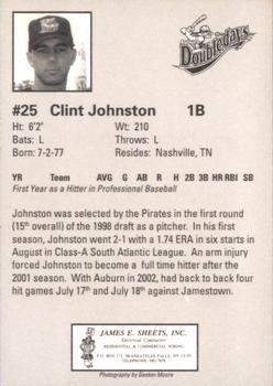 2002 Auburn Doubledays #NNO Clint Johnston Back