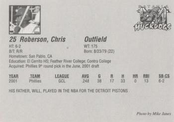 2002 Batavia Muckdogs #25 Chris Roberson Back