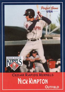 2002 Perfect Game Cedar Rapids Kernels #10 Nick Kimpton Front