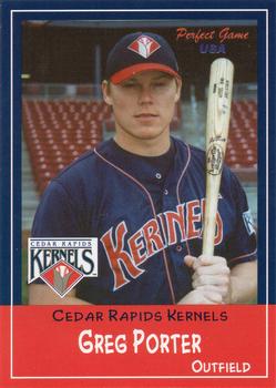2002 Perfect Game Cedar Rapids Kernels #20 Greg Porter Front