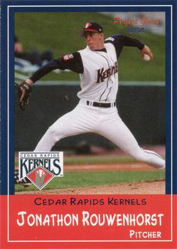 2002 Perfect Game Cedar Rapids Kernels #23 Jonathon Rouwenhorst Front
