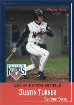 2002 Perfect Game Cedar Rapids Kernels #31 Justin Turner Front