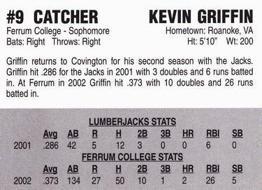 2002 Covington Lumberjacks #NNO Kevin Griffin Back