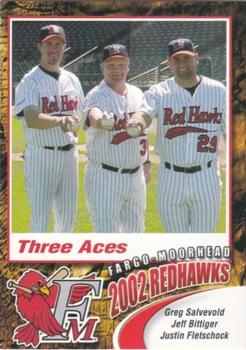 2002 Fargo-Moorhead RedHawks #NNO Three Aces (Jeff Bittiger / Justin Fletschock / Greg Salvevold) Front