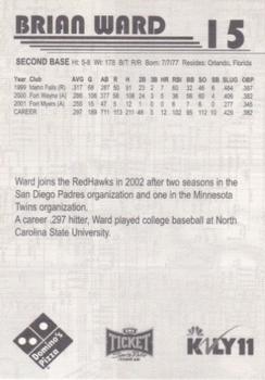 2002 Fargo-Moorhead RedHawks #NNO Brian Ward Back