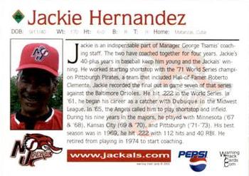2002 Warning Track New Jersey Jackals #26 Jackie Hernandez Back