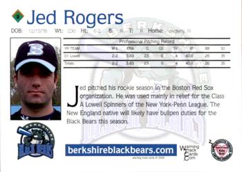 2002 Warning Track Berkshire Black Bears #2 Jed Rogers Back