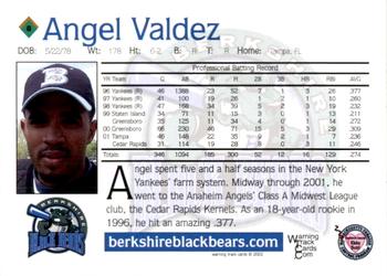 2002 Warning Track Berkshire Black Bears #6 Angel Valdez Back