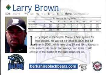 2002 Warning Track Berkshire Black Bears #8 Larry Brown Back
