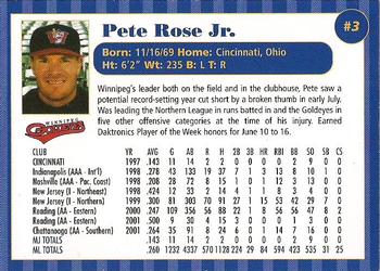 2002 Winnipeg Goldeyes #NNO Pete Rose Jr. Back