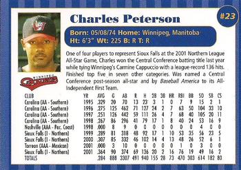 2002 Winnipeg Goldeyes #NNO Charles Peterson Back