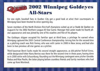 2002 Winnipeg Goldeyes #NNO Winnipeg Goldeyes All-Stars Back