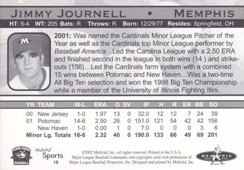 2002 MultiAd Pacific Coast League Top Prospects #18 Jimmy Journell Back