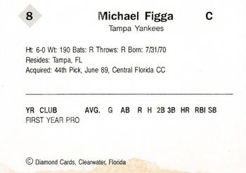 1990 Diamond Cards Tampa Yankees #8 Michael Figga Back