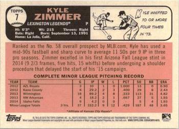 2015 Topps Heritage Minor League #7 Kyle Zimmer Back