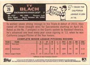 2015 Topps Heritage Minor League #26 Ty Blach Back