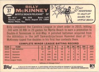 2015 Topps Heritage Minor League #37 Billy McKinney Back