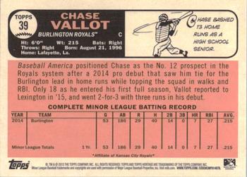 2015 Topps Heritage Minor League #39 Chase Vallot Back