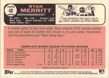 2015 Topps Heritage Minor League #40 Ryan Merritt Back