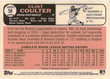 2015 Topps Heritage Minor League #58 Clint Coulter Back