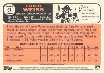 2015 Topps Heritage Minor League #67 Erich Weiss Back
