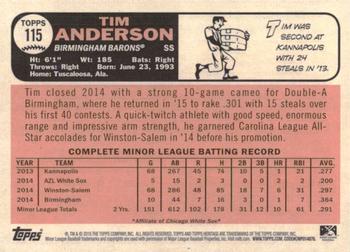 2015 Topps Heritage Minor League #115 Tim Anderson Back
