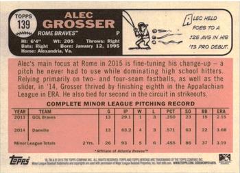 2015 Topps Heritage Minor League #139 Alec Grosser Back